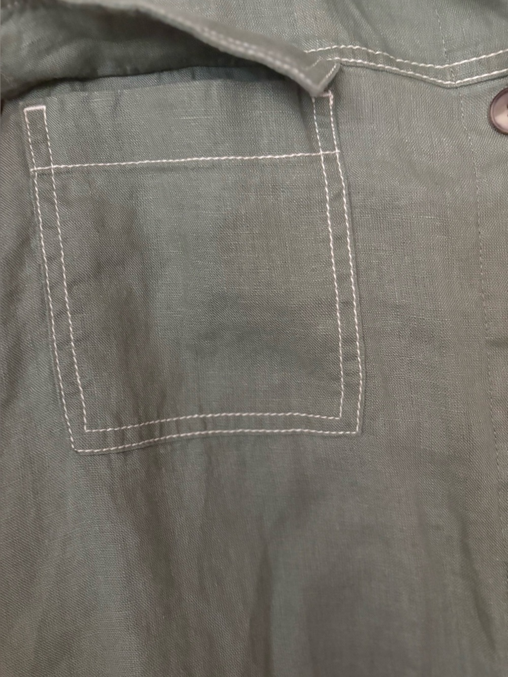 Rachel Zoe 100% Linen Olive Green Utility Shacket Large - Picture 5 of 10